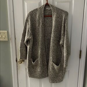 LOFT Plus Heathered Gray Knit Cardigan Sz 16/18